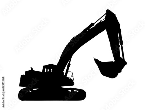 Excavator silhouette vector art white background