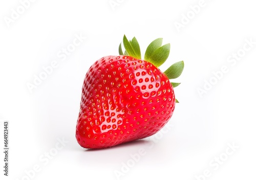 close-up photo of ripe red strawberries on a white background. Generative AI