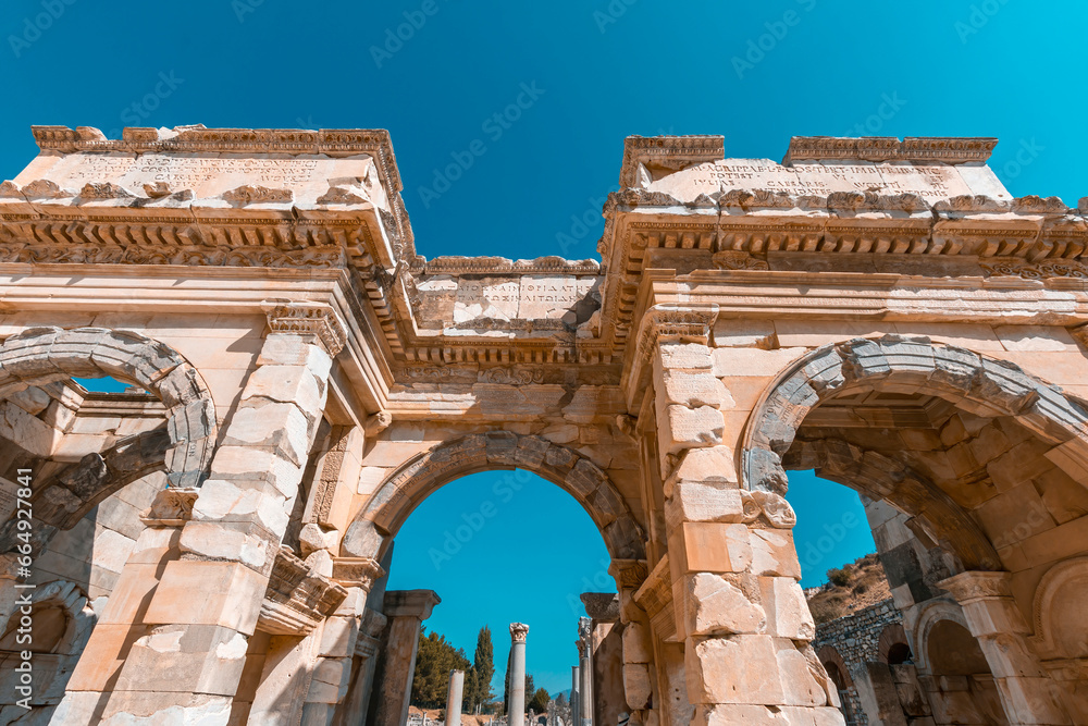 Celsius Library in ancient city Ephesus (Efes).  Selcuk, Izmir Turkey