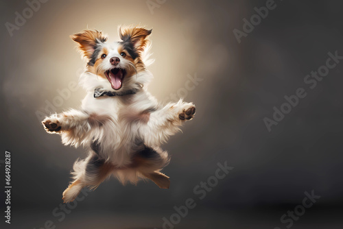 puppy jumping in air