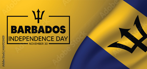 Barbados Independence Day November 30 waving flag vector poster 