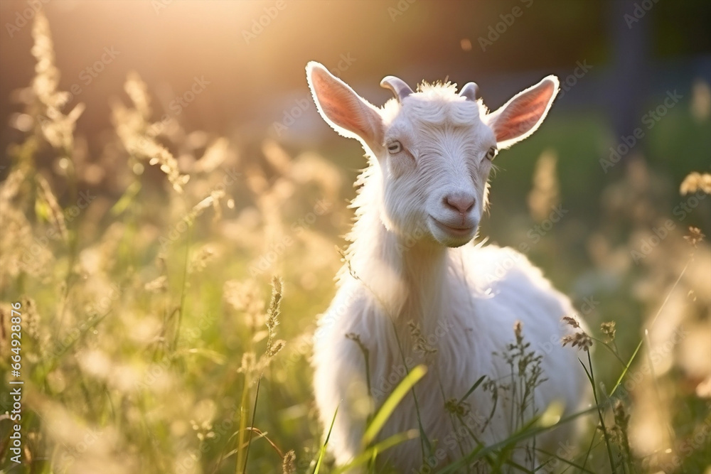 Goat rural landscape farming grass cute animals Goat rural landscape farming grass cute animals