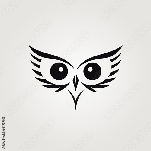 Data analytics monochrome glyph logo. Market research. Online tutoring. Owl face. Design element. Created with artificial intelligence. Ai art for corporate branding, mobile app, e business