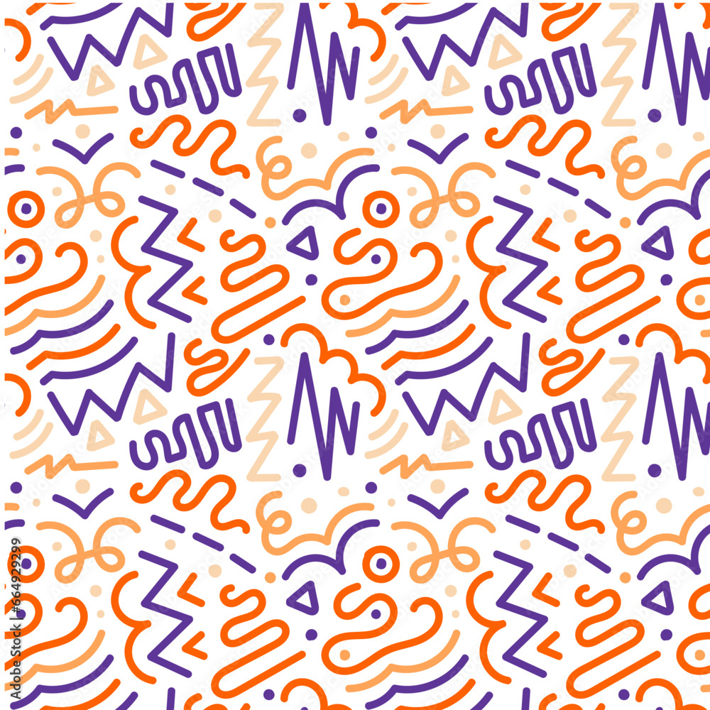 Colorful squiggle halloween party seamless pattern.