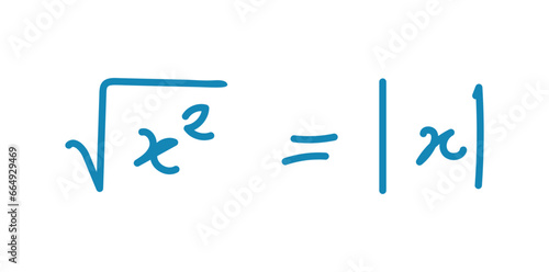 Square root and absolute value formula. Mathematics resources for teachers and students. Scientific doodle handwriting concept.