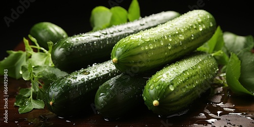 Fresh Cucumber with Water Droplets