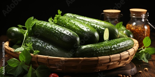 Fresh Cucumber with Water Droplets