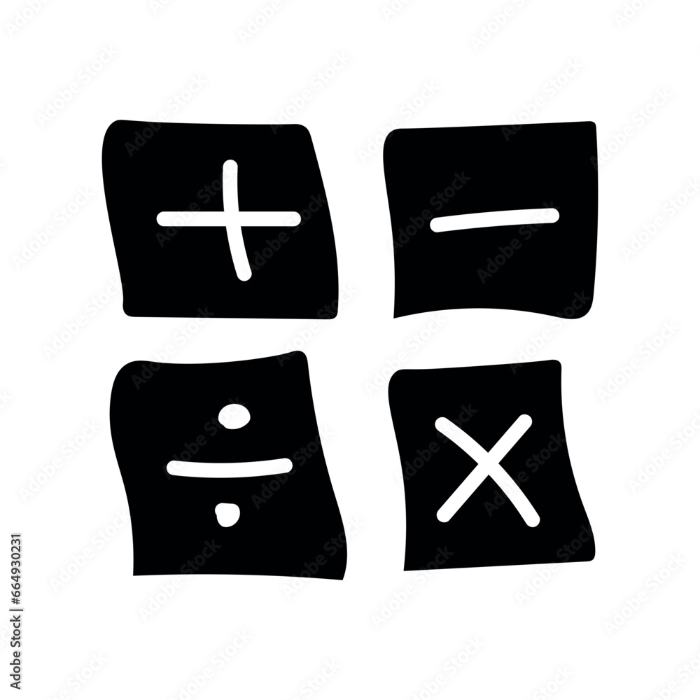 Four basic mathematics symbols. Add, subtract, multiply and divide icon ...