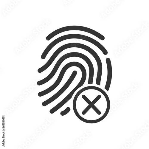 Fingerprint vector icon, security symbol. With green check mark and red cross. Cyber security concept. Digital security authentication concept. Biometric authorization. Identification. Id icon