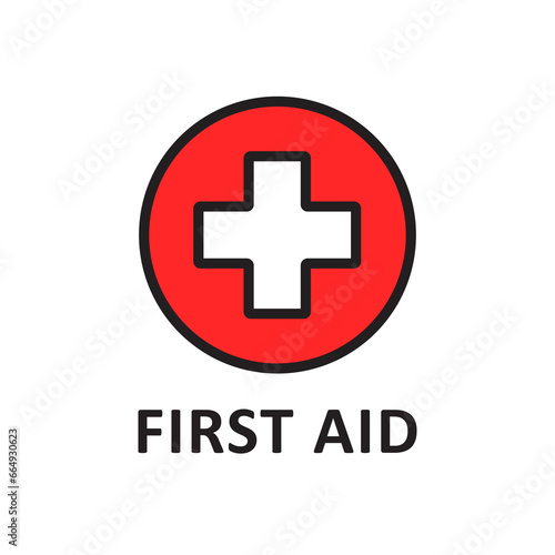 First aid medical sign flat icon for app and website. First aid icon. Medical symbol. Red cross symbol, sign, icon