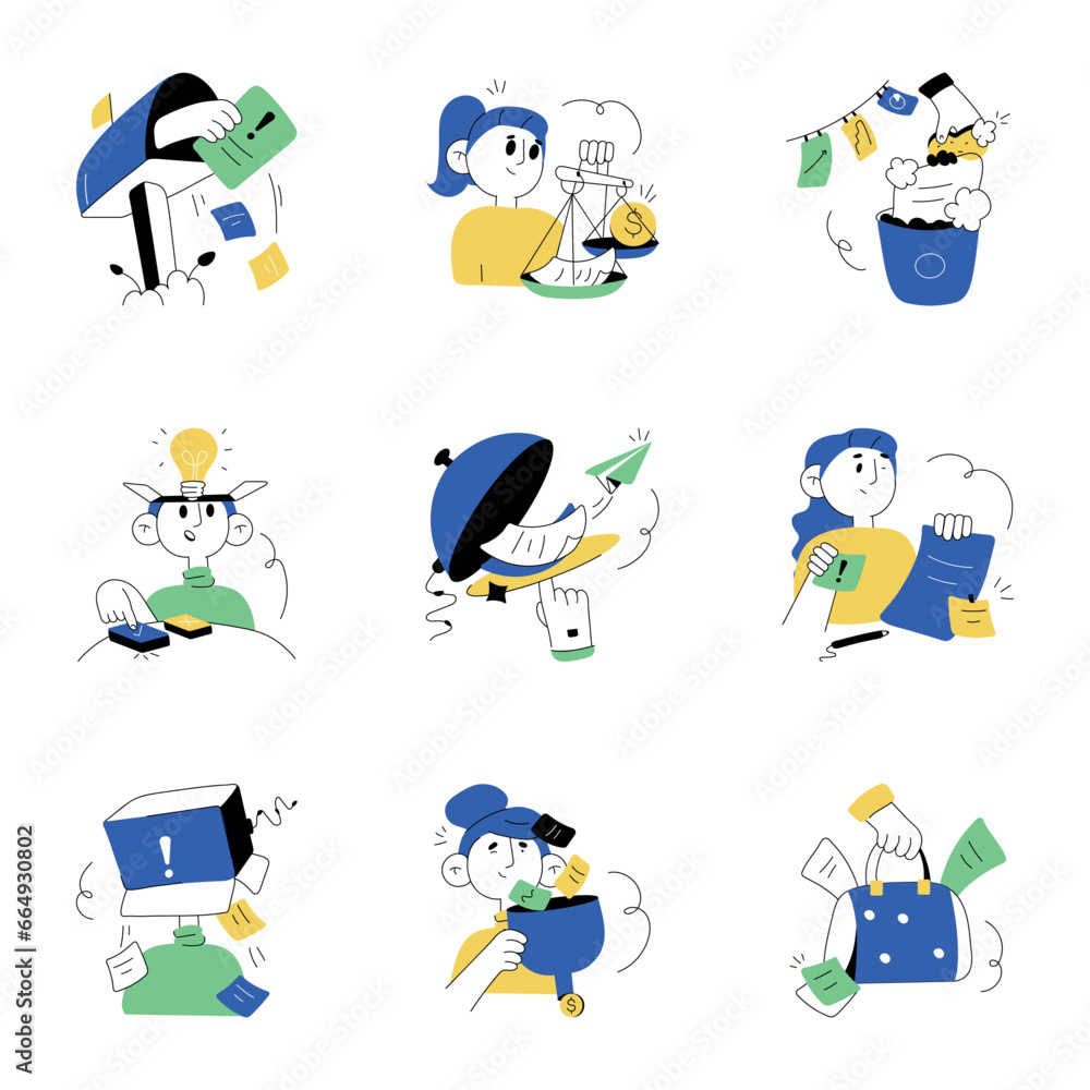 Fototapeta premium Pack of Informative Data Hand Drawn Mini Illustrations