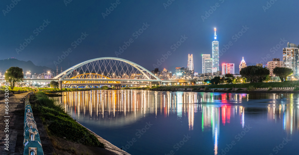  tourist attractions in the city park of taiwan, Asia business concept image, panoramic modern cityscape building in taiwan.