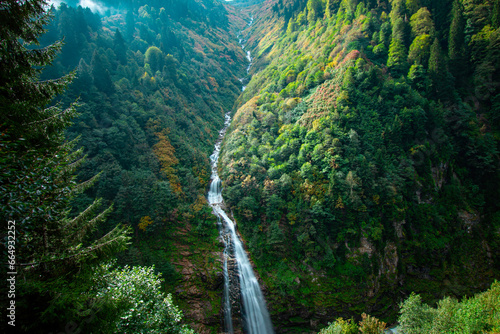 Ayder Watefall in Camlihemsin, Rize. Gelintulu Selalesi. Famous touristic a place. Ayder Plateau in the Black Sea and Turkey. photo