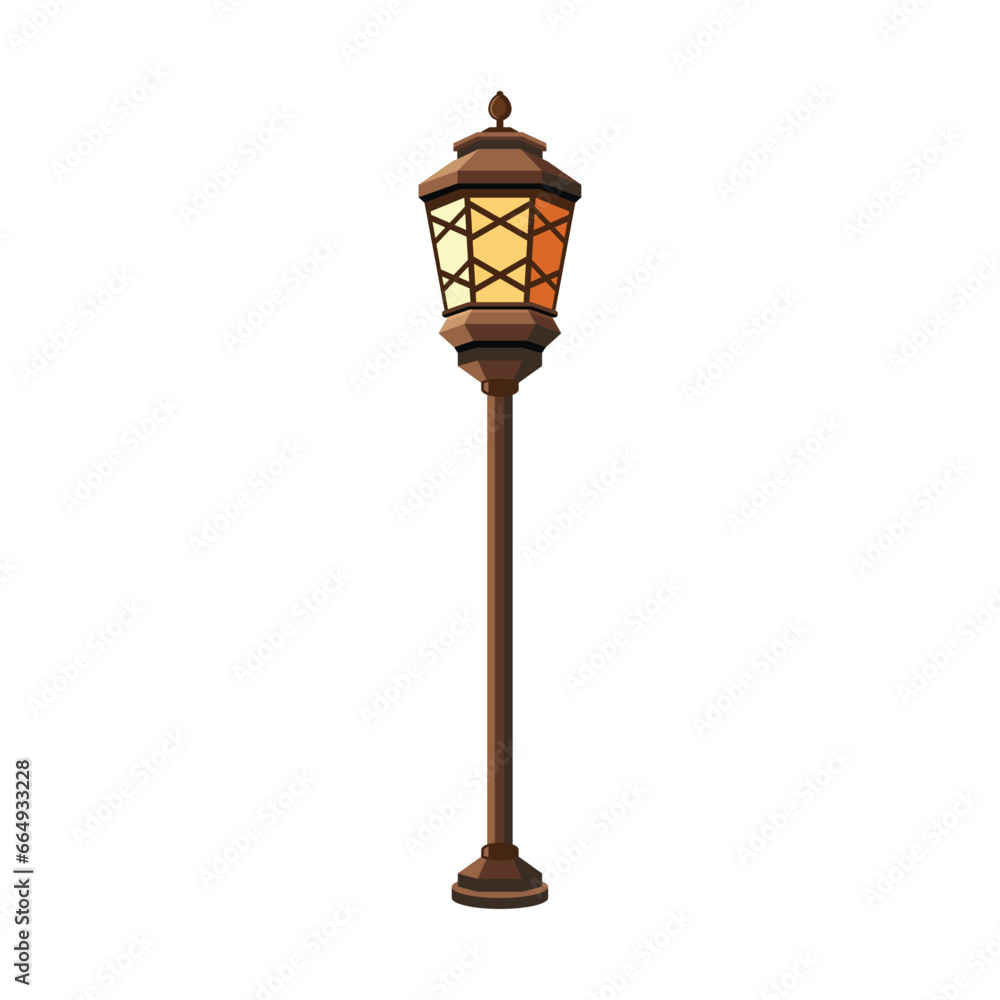 Retro Street Lamp on White Background. Vector