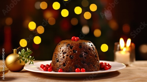 "Festive Christmas Pudding with Luscious Berries and Rich Dried Fruits â€“ Perfect for a Memorable Christmas Dinner Dessert"