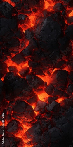 Background texture of flowing lava. The molten magma engulfs the earth, turning it into a grungy, cracked surface. This abstract illustration captures the danger and power of a volcanic explosion.