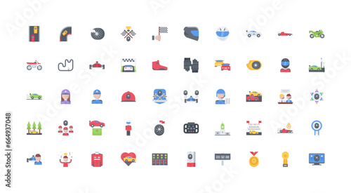 car racing icon set