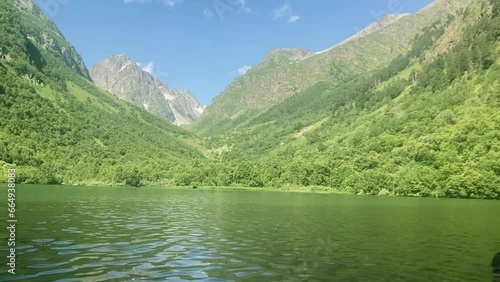Beautiful morning lake in the mountains. High quality FullHD footage