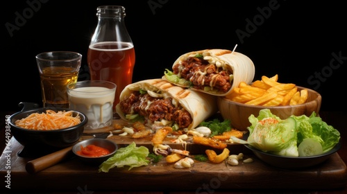 A plate of beef and cheese quesadillas with a mug of beer.