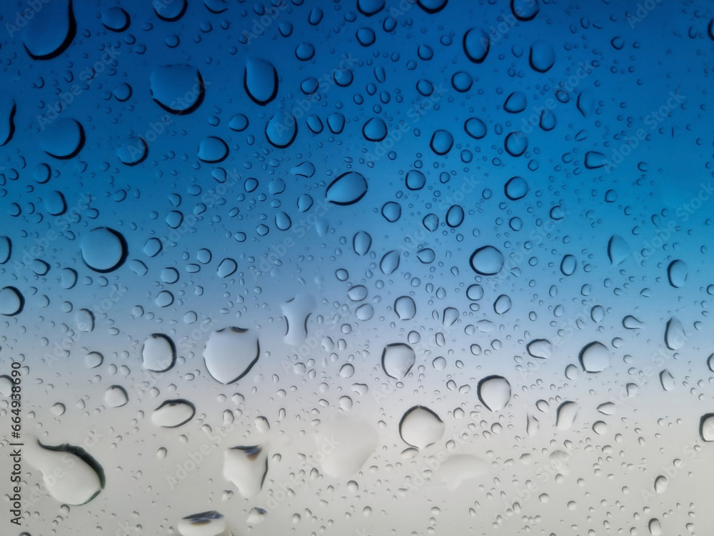 Raindrops on the car glass. Selective focus