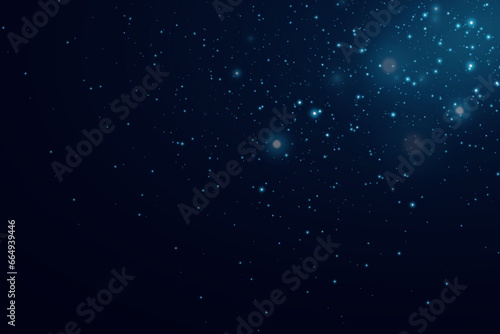  Background of falling particles of magic dust. Energy light of blue dust particles.