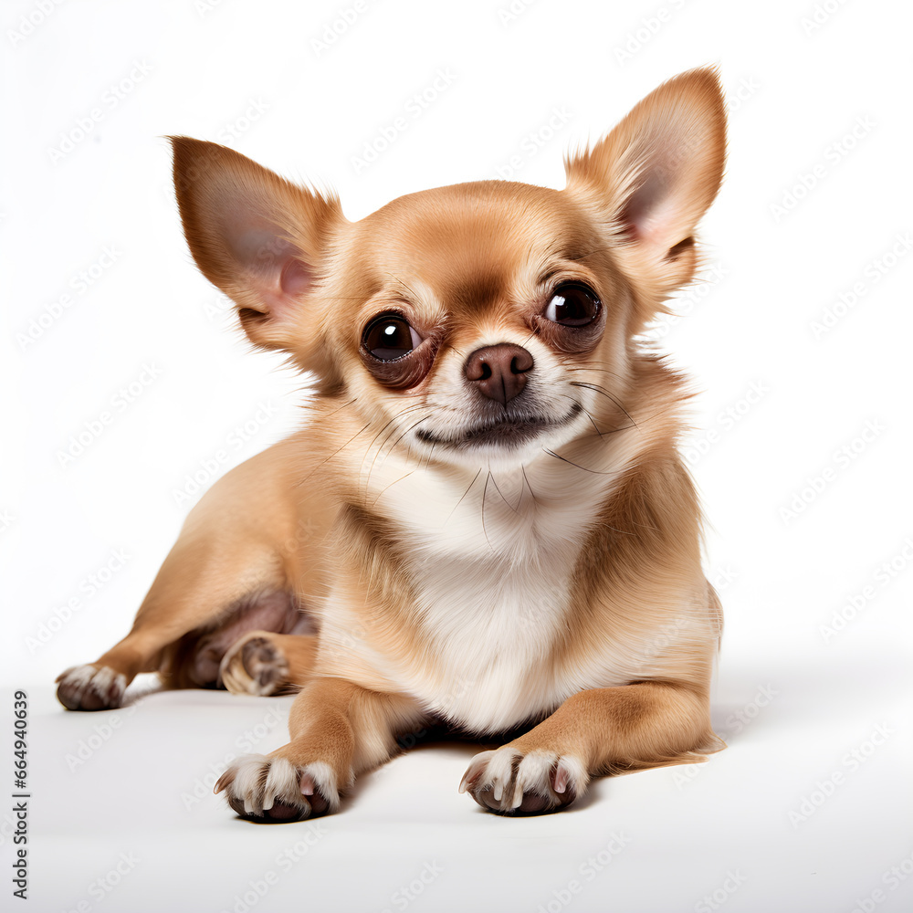Chihuahua lying isolated on a white background