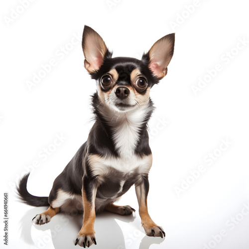 Chihuahua dog sitting isolated on a white background