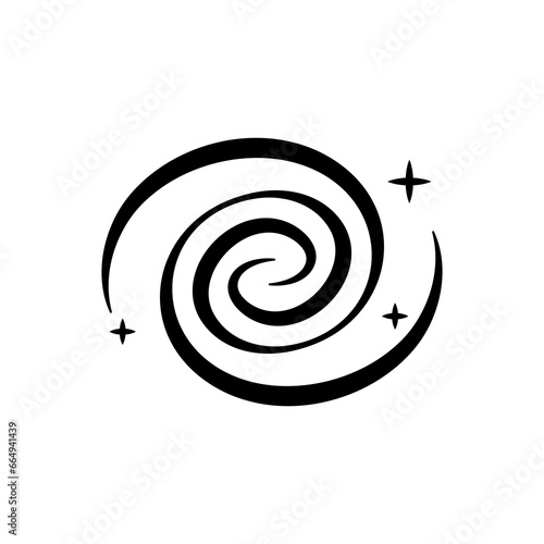 Galaxy icon. Spiral galaxy, black hole symbol, illustration