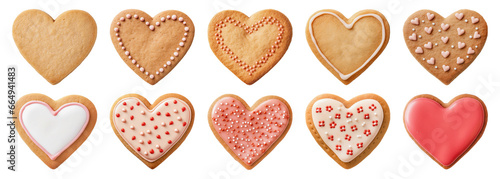 Heart-shaped cookies isolated on transparent background