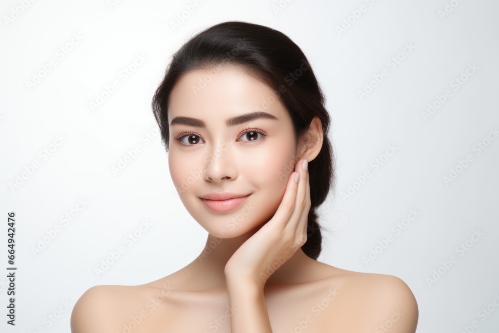 closeup photo portrait of a beautiful young asian model woman happy and smiling. an isolated on white background closeup photo portrait of a beautiful young asian model woman happy and smiling. an isolated on white background