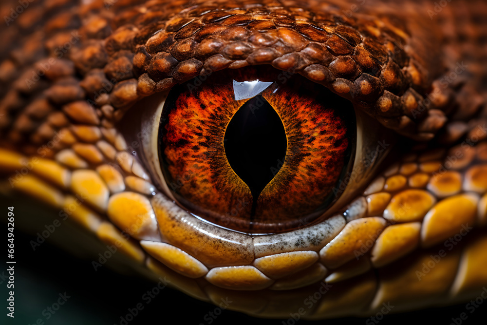 Fototapeta premium close-up of a snake's eye, macro texture of wildlife animal