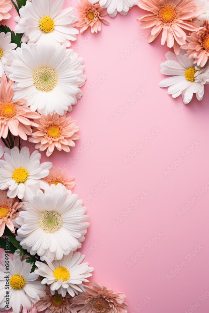 Vertical flowers background with copy space for greeting text