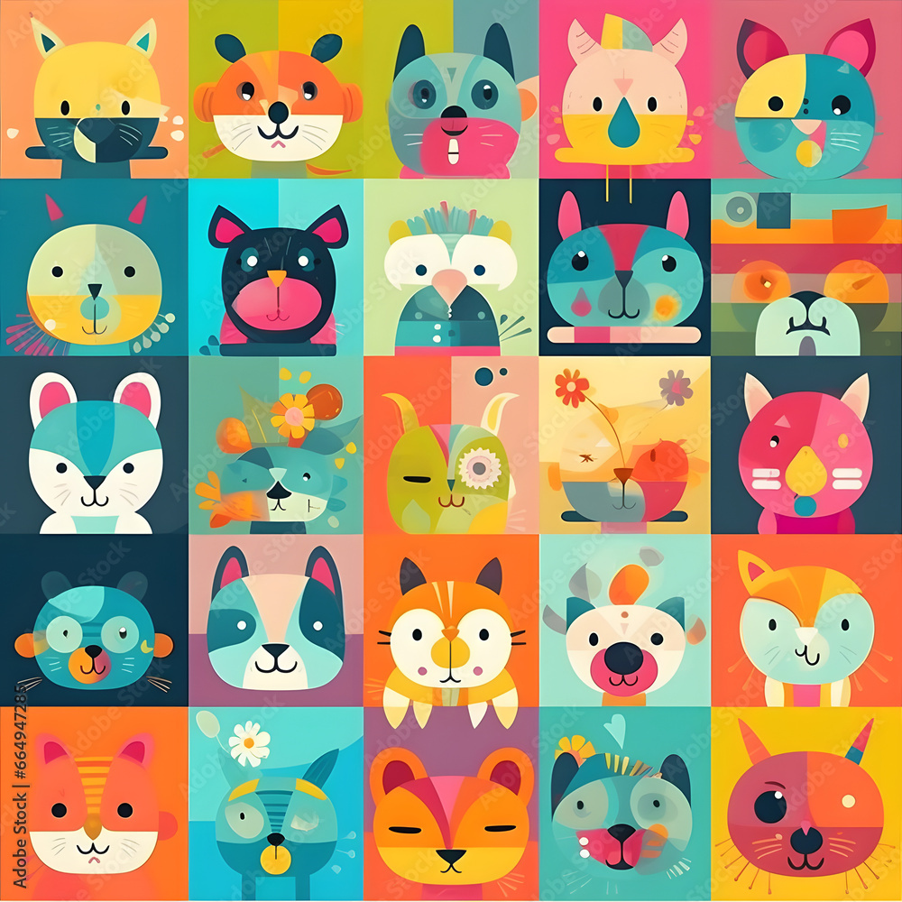 Obraz premium Fantastic Cute Animal Party