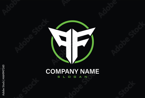 Letter P,F, PF OR FP Logo With Circle. Fitness Gym logo Vector.