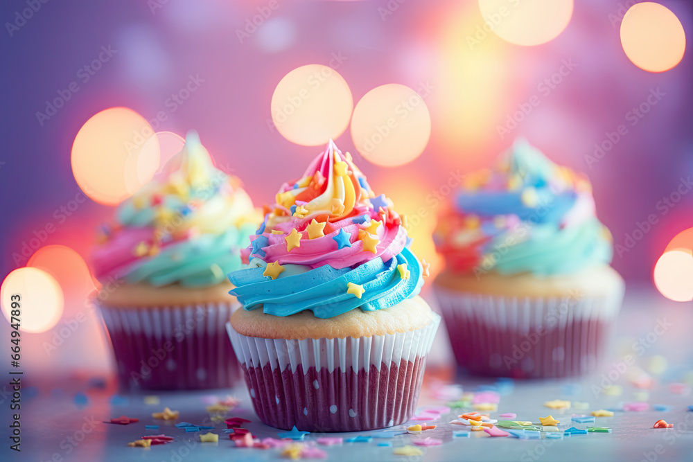Rainbow coloured birthday cupcakes Rainbow coloured birthday cupcakes