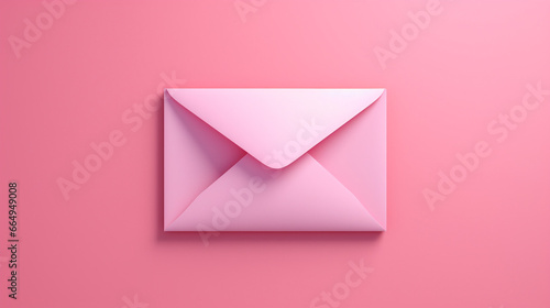 3d mail icon or pink envelope sign symbol isolated on pink pastel color background with shadow love letter minimal conceptual 3D rendering