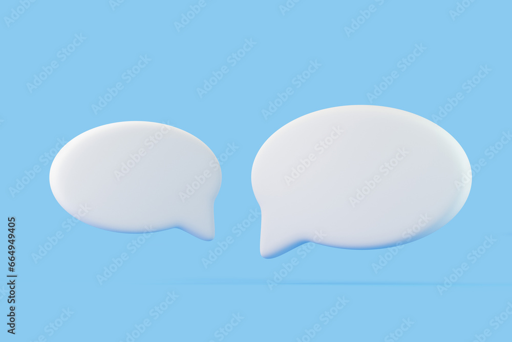 Speech bubble on blue background. Chat icon set. Chatting box, message box. 3D render illustration Speech bubble on blue background. Chat icon set. Chatting box, message box. 3D render illustration