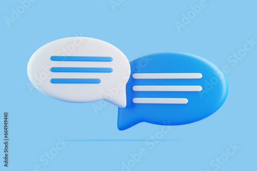 Speech bubble on blue background. Chat icon set. Chatting box, message box. 3D render illustration