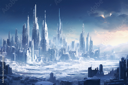illustration of a city view covered in snow © mursalin 01