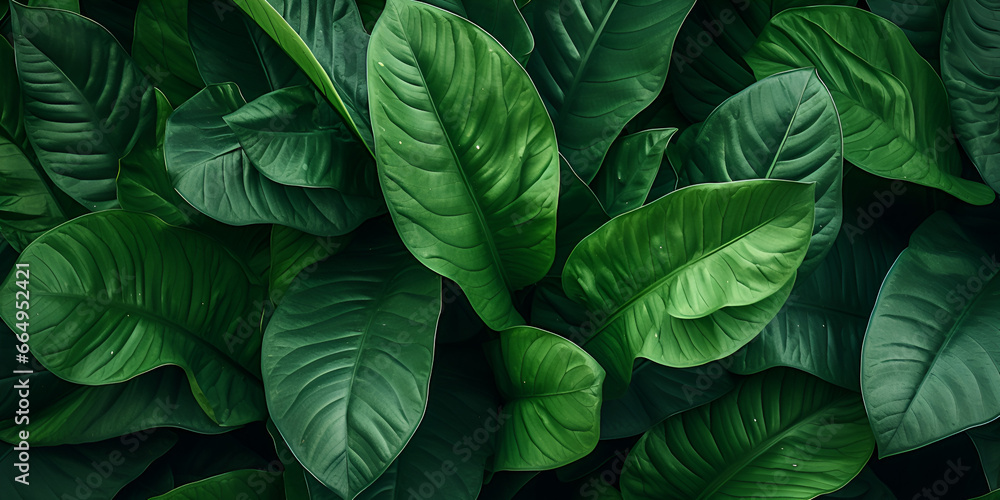 Leaf Lying On Top Of A Dark Table Background ,Vibrant Foliage Exploring The Lush Green Leaves Of A Lily Flower Background ,generative ai

