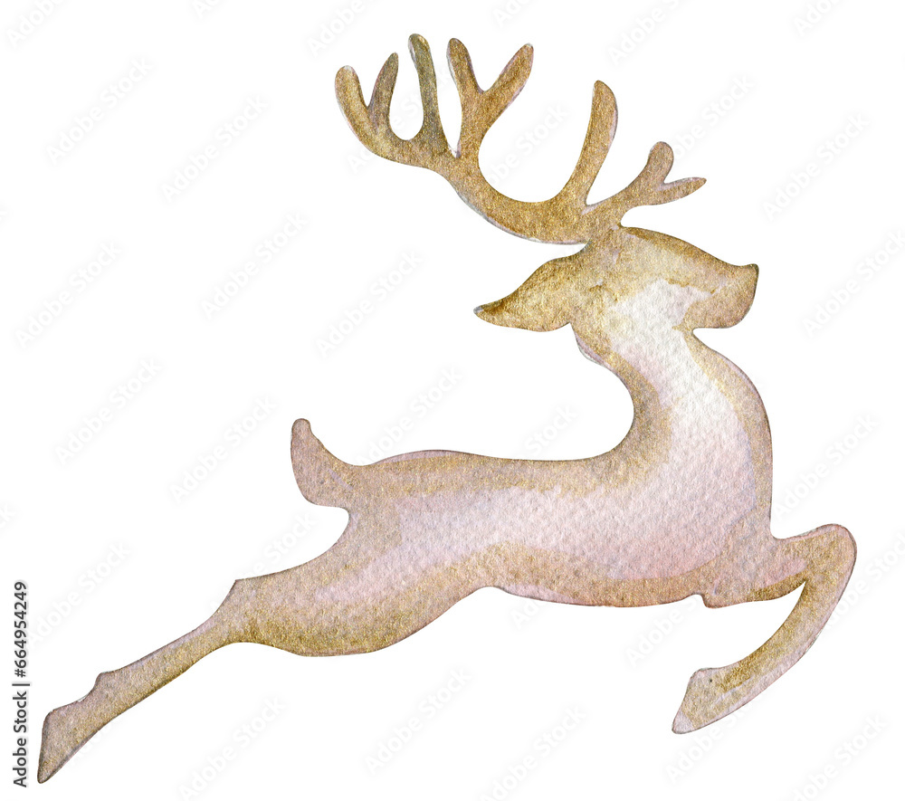 Christmas silhouette of deer . Watercolor Christmas hand drawn illustration for stickers ,cards, backgrounds, scrapbooking and your design. Perfect for wedding invitation. Christmas silhouette of deer . Watercolor Christmas hand drawn illustration for stickers ,cards, backgrounds, scrapbooking and your design. Perfect for wedding invitation.