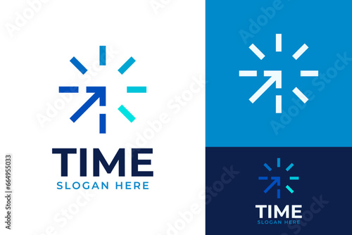 Time Clock Watch Management Growth Success Development Arrow Target Improve Logo Design Branding Template