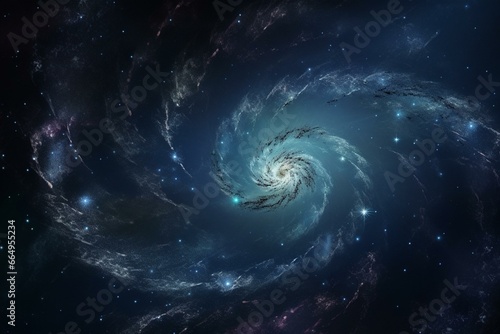 Abstract background depicting the whirlpool galaxy and other galaxies in the cosmos. Generative AI