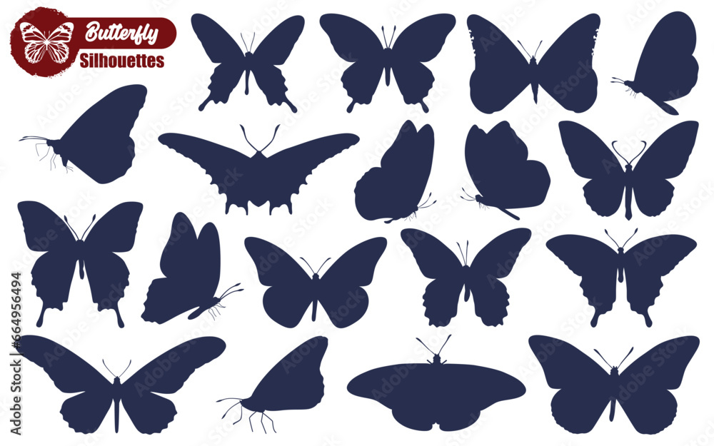 monochrome Butterfly Silhouettes Vector monochrome Butterfly Silhouettes Vector