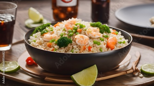 Delicious seafood fried rice with succulent flavors