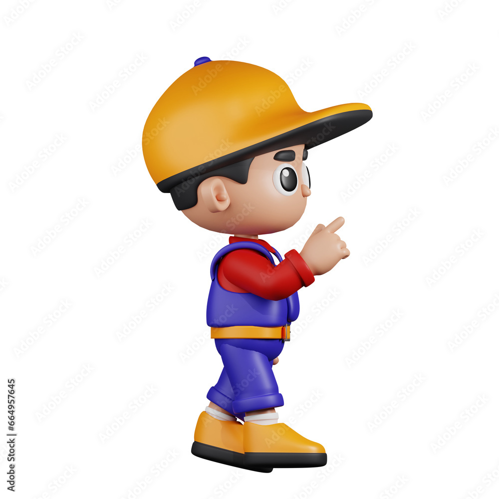 3d Character Mechanic Touch Pose. 3d render isolated on transparent backdrop. 3d Character Mechanic Touch Pose. 3d render isolated on transparent backdrop.