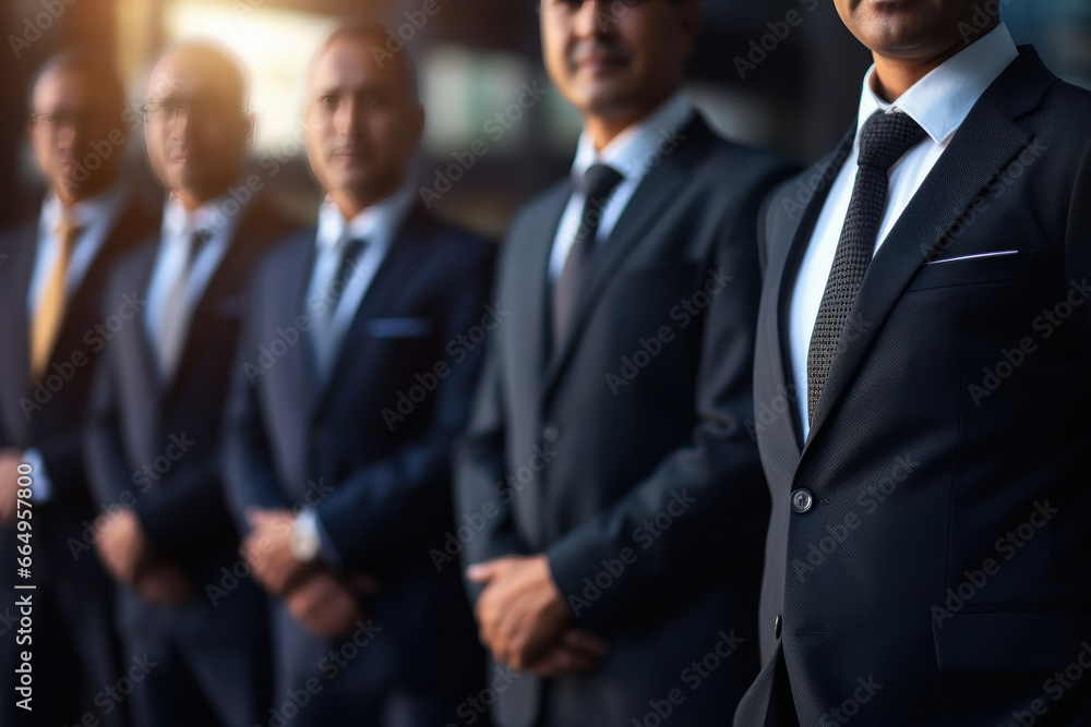 Confident and successful businesspeople group standing at office. Confident and successful businesspeople group standing at office.