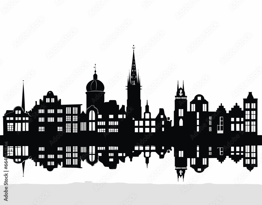 silhouette of the old town of Gdansk, Poland