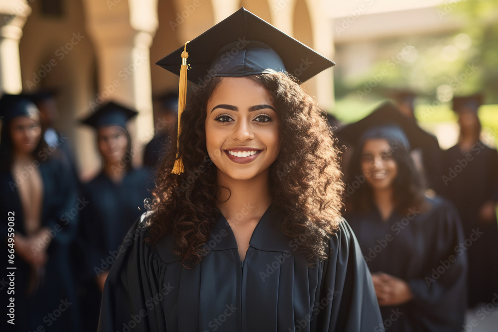 College student smiling after receiving degree College student smiling after receiving degree