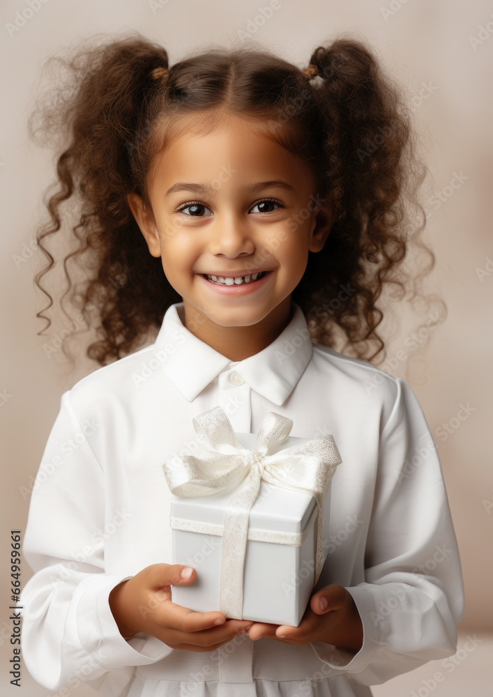 black beautiful girl in an elegant dress holds a gift box with ribbons, Christmas, New Year, celebration, holiday, birthday, present, child, childhood, kid, toddler, bow, smile, emotion, portrait black beautiful girl in an elegant dress holds a gift box with ribbons, Christmas, New Year, celebration, holiday, birthday, present, child, childhood, kid, toddler, bow, smile, emotion, portrait